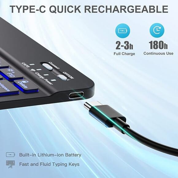 Black Case w Keyboard Compatible for iPad Air 11inch 10.9 Air 5 & 4th Gen New - Picture 8 of 12